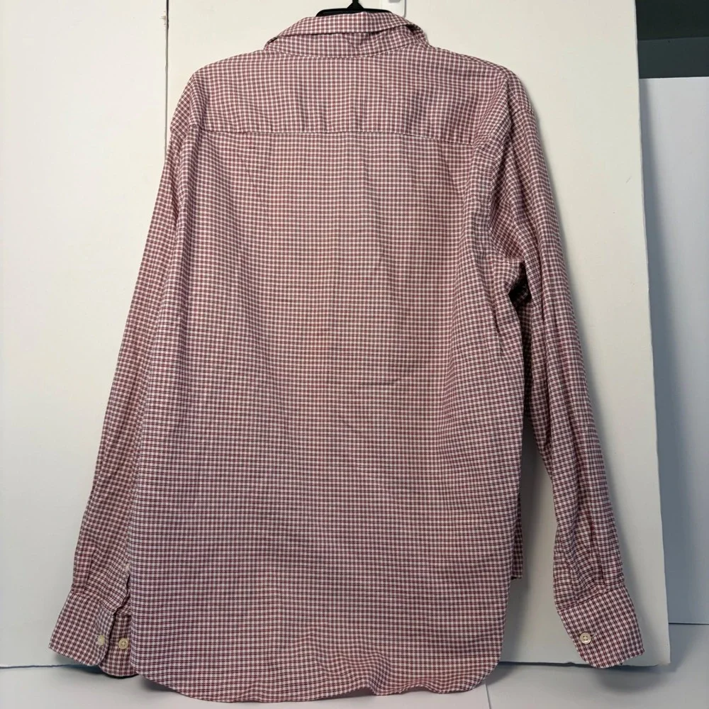Pronto Uomo Mens XL Modern Fit Button‎ Down Shirt Red White Micro Check Stretch